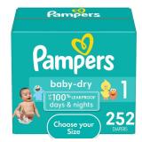 Pampers Baby Dry Diapers Size 1 252 Count