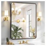 MerMease Black Rectangle Mirror 24"x30", Bathroom Mirrors for Over Sink, Bathroom Vanity Mirror, Black Framed Wall Mirror, Rectangular Powder Room Wall-Mounted Mirrors Horizontally or Vertically