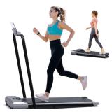 Zisgner Walking Pad, Under Desk Treadmill, Walking Pad with Handle Bar, Portable Foldable Treadmill for Home/Office, 2 Functions 4 Modes, Installation-Free Low Noise, Remote Control and LED Display