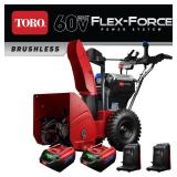 Toro 60-Volt Power Max E 24 inch 2 Stage Cordless Electric Snow Blower And Headlight with Two 6.0 Ah Batteries And Charger Included, Retail: $2110