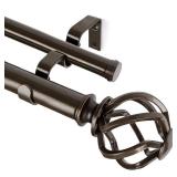 Kamanina 1 Inch Double Curtain Rod, 72 to 144 Inches, Antique Bronze