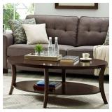 Roundhill Furniture Perth Oval Coffee Table with Shelf - Retail: $146.99