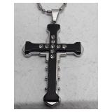 1pc Rhinstone Cross Pendant Necklace - Men