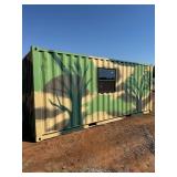 20 Foot C Container Conex with Walk Through Door and Window, Painted Camo- Just in time for hunting season!!