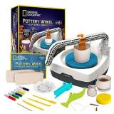 NATIONAL GEOGRAPHIC Kidâs Pottery Wheel â Complete Pottery Kit for Beginners Electric Motor 2 lbs. Air Dry Clay Sculpting Clay Tools Patented Integrated Arm Apron & More Great Craft Kit for 