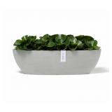 ECOPOT: Sofia 22 in. Soft Grey Premium Sustainable Composite Plastic Planter, European Design, Clean, Simple Lines w/Drainage Holes from TPC