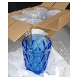 Whole Housewares Cobalt Blue Colored 9.5 Ounce Water Glasses, Set of 6 Diamond Pattern Vintage Style Drinking Cups, Retail: $ 32.99