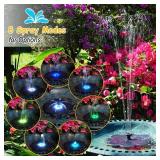 GAIZERL Solar Fountain, 2024 Upgrade Lucky Flower 3.5W Solar Bird Bath Water Fountain with Lights, and 2000mAh Battery, Solar Powered Hummingbird Fountain Pump with 7 Nozzles, 4 Fixed Pipes for Garden