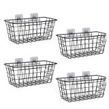 XINFULL 4 Pack Wire Storage Baskets Household Metal Wall-Mounted Containers Organizer Bins for Kitchen Bathroom Freezer Pantry Closet Laundry Room Cabinets Garage Shelf, Medium