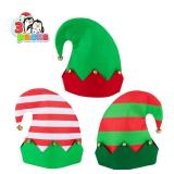 JOYIN 3 Packs Christmas Hats Unisex Classic Elf Felt Hats for Christmas, Jingle Bells Xmas Hats for Kids Adults, Funny Hats for Christmas Party Gifts