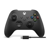 Microsoft Xbox Wireless Controller Carbon Black & USB-C Cable - Wireless & Bluetooth Connectivity - New Hybrid D-pad - New Share Button - Featuring Textured Grip - Easily Pair & Switch Bet