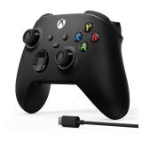 Microsoft Xbox Wireless Controller Carbon Black & USB-C Cable - Wireless & Bluetooth Connectivity - New Hybrid D-pad - New Share Button - Featuring Textured Grip - Easily Pair & Switch Bet