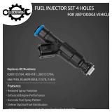 Fuel Injector 4 Holes 6Pcs | for 1999-2004 Jeep Cherokee Grand Cherokee Wrangler 4.0L Dodge Ram 1500 2500 3500 5.2L | Replace# 0280155784, 4854181, 280155784, 4667938