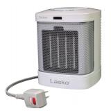 Lasko CD08200 Small Portable Ceramic Space Heater for Bathroom and Indoor Home Use, White, 6.25 x 6.25 x 7.65 inches