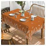 Horaldaily Fall Tablecloth 60x84 Inch Rectangular, Thanksgiving Autumn Harvest Orange Wild Flowers Table Cover for Party Picnic Dinner Decor