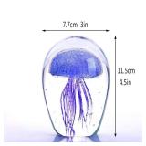 QFkris Hand Blown Purple Glass Jellyfish Figurines Collectibles, Glass Paperweight Sea Animal Sculpture for Fish Tank Table Decor