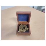 Nautical Brass Navigation Instrument With Wooden Box