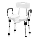 Sangohe Shower Chair - Shower Chair for Inside Shower - U-Shape Seat Heavy Duty Shower Chair - Shower Chair with Arms for Handicap - Wide Shower Seats for Elderly - Shower Chair for Bathtub, 796E - Re