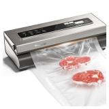 Mesliese Vacuum Sealer Machine Powerful 90Kpa Precision 6-in-1 Compact Food Preservation System with Cutter, 2 Bag Rolls & 5 Pre-cut Bags, Widened 12mm Sealing Strip, Dry&Moist Modes (Silver) - Retail