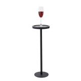 KJGKK Drink Table, Small Pedestal Side Table, Round Cocktail Table, Accent End Table with Metal Base, for Small Spaces, Faux Marble, Black