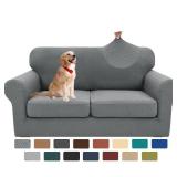 XINEAGE 2025 New 3 Pieces Couch Covers for 2 Cushion Sofa Super Stretch Loveseat Slipcover Pet Dog Universal Slip Cover Anti Slip Love Seat Furniture Protector (Light Gray, 55"-69")