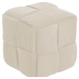 $77 Ottoman Rest Soft Square Corduroy (White)