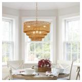 $126 19.7" Hand-Woven Rattan 6-Light Chandelier