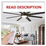 $160 72" Ceiling Fan with Light, Remote, 6 Speeds