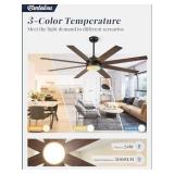 $160 72" Ceiling Fan with Light, Remote, 6 Speeds