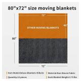 $288 JourneyO 12 Quilted Moving Blankets 80x72in Blue Furniture Pads