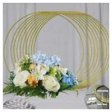 YALLOVE 10 PCS 14" Floral Hoop Centerpiece, Gold Metal Stand