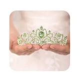 JWICOS Emerald Green Rhinestone Tiara and Crown for Women Elegant Crystal Crown with Combs Princess Birthday Crown for Women Bridal Wedding Prom Birthday Party Hair Accessories (Emerald Green)