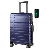 EMPSIGN Carry On Luggage with Spinner Wheels, Hard Shell Carry-On Suitcase 21x14x9 Airline Approved & Built-in TSA Lock, Durable Travel Rolling Suitcase, Carry-On 20-Inch, Navy