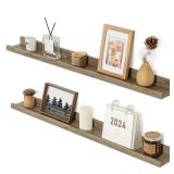 Picture Ledge Shelf, Floating Shelves 36 Inches Long, Picture Shelf for Wall with Ledge, Rustic Grey Floating Shelves with Lip, Wall Display Shelves for Pictures Album Records Collections Arts