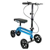 KneeRover Economy Knee Scooter Steerable Knee Walker for Adults for Foot Surgery, Broken Ankle, Foot Injuries - Foldable Knee Rover Scooter for Broken Foot Injured Leg Crutch with Dual Brakes (Blue) -