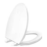 Toilet seat Elongated with Slow Close Hinges, Four Bumpers Never Loosen and Easily Remove, Two Sets of Parts, Plastic, White