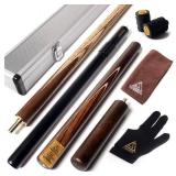 CUESOUL 3/4 Jointed Snooker Cue 57 inch Handcraft with Extension/Joint Protector Packed in Leatherette Cue Bag