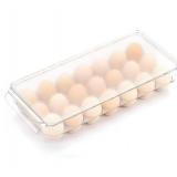 cutesun Egg Tray for Refrigerator with Lid, Egg Holder for Fridge Organizers and Storage, Plastic Container for Refrigerator Bins Holds 21 Eggs (1 Pack, 21)