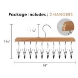 StorageWorks Hat Organizer, Wooden Hat Hangers for Closet, Hat Racks for Baseball Caps, Set of 2 Cap Organizer with 10 Adjustable Stainless Steel Clips, Hat Storage Fits All Caps