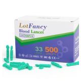 LotFancy Lancets for Diabetes Testing, 500 Count, 33 Gauge, Twist Top Sterile Lancets for Blood Testing and Glucose Testing, Disposable, Fits Most Lancing Devices