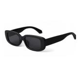 BUTABY Sunglasses for Women 90s Vintage Fashion Narrow Square Frame UV400 Protection Black Retail $12.55