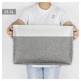 Bagnizer Storage Bins Large Fabric Storage Baskets for Shelves 3 Pack, Decorative Linen Closet Baskets with Handles for Organizing, Shelf, Clothes, Home, Office, 15x11x9.5Inches (Grey&White) Retail $2