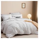 Bedsure Boho Comforter Set Cal King - Linen Tufted Bedding Comforter Set, 3 Pieces Farmhouse Shabby Chic Embroidery Bedding Set, Soft Geometric Pattern Comforter for All Seasons Retail $51.18