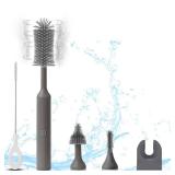 WHNL Electric Baby Bottle Brush Set with Rechargeable Electric Bottle Brush Cleaner and Replaceable Silicone Bottle Brushes and Straw Brush Cleaner, Waterproof Multi-Purpose Cleaning Brushï¼Greyï