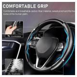 Cartist Carbon Fiber Steering Wheel Cover - Anti-Slip, Comfortable Grip for Men/Women - Durable, Universal Car Accessory (Black) Retail $17.46