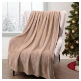 Exclusivo Mezcla Extra Large Fleece Throw Blanket for Couch, Sofa, 300GSM Super Soft and Warm Blankets, Camel Throw All Season Use, Cozy, Plush, Lightweight, 50x70 Inches Retail $18.31