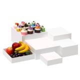 6 Pack Acrylic Display Boxes Cube Riser, Food Display Stands for Party Buffet Risers White Cake Stand Acrylic Square Food Display Set Dessert Table Display Nesting Riser Jewelry Display Holder Retail 