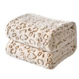 FY FIBER HOUSE Flannel Fleece Throw Blanket with 3D Leopard Print, 50"X60", Brown Retail $23.74