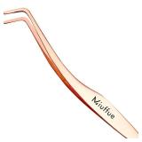 Miuffue False Eyelash Applicator DIY Lash Applicator Tool Stainless Steel Curved Eyelash Tweezers for Strip Lashes, Rose Gold Retail $9.99