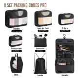 Veken 8 Set Packing Cubes for Suitcases, Travel Essentials for Carry on, Luggage Organizer Bags Set for Travel Accessories in 4 Sizes (Extra Large, Large, Medium, Small), Black Retail $25.66